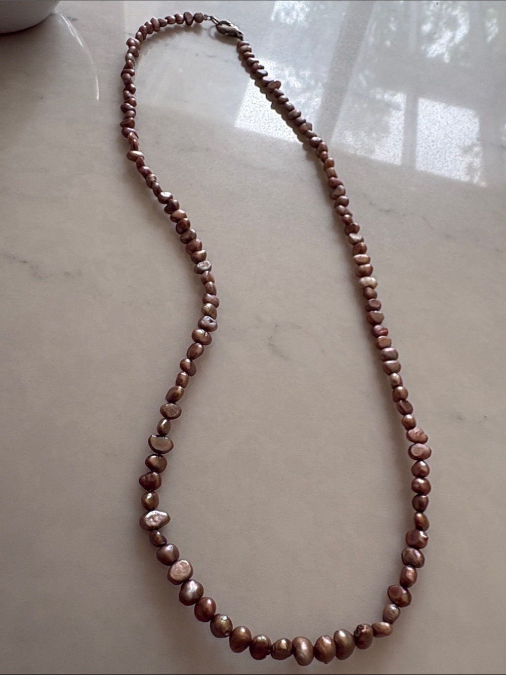 Vintage 23” Iridescent Freshwater Pearl Strand Necklace - Picture 2 of 3